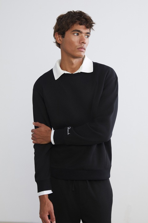 LC WAIKIKI, Bluza de trening din amestec de bumbac cu garnituri contrastante, Negru