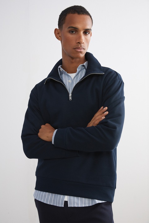 LC WAIKIKI, Bluza de trening cu fenta cu fermoar, Bleumarin