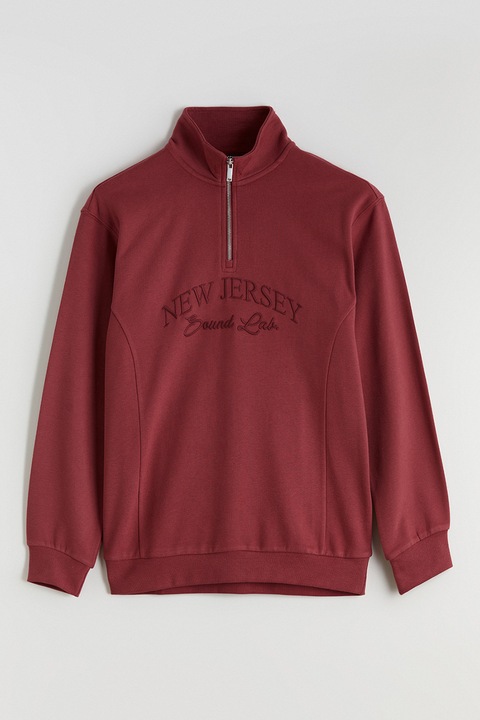 LC WAIKIKI, Bluza de trening cu fenta cu fermoar, Rosu inchis