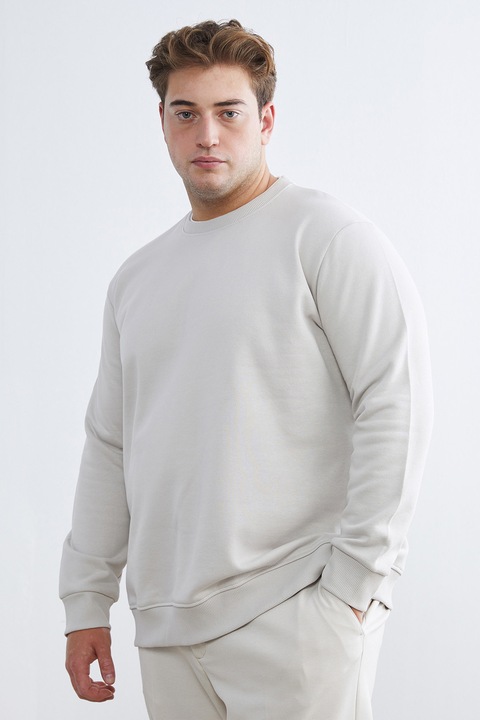 LC WAIKIKI, Bluza de trening uni cu decolteu la baza gatului, Alb murdar