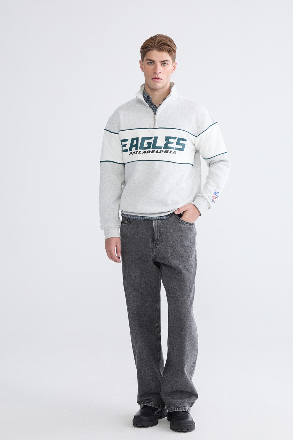 LC WAIKIKI, Bluza de trenin cu imprimeu Philadelphia Eagles, Gri