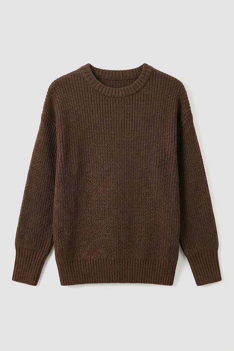 LC WAIKIKI, Pulover uni cu decolteu la baza gatului, Maro pamantiu