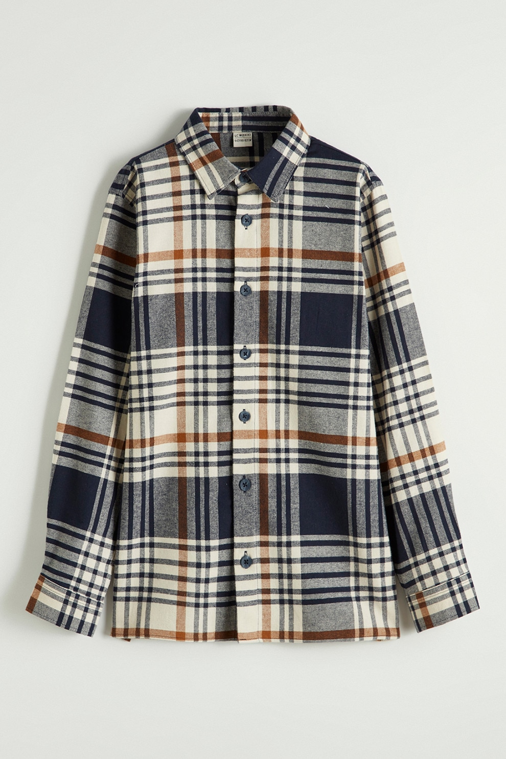 LC WAIKIKI, Camasa de bumbac in carouri, Maro, Crem, Bleumarin, 146-152 CM