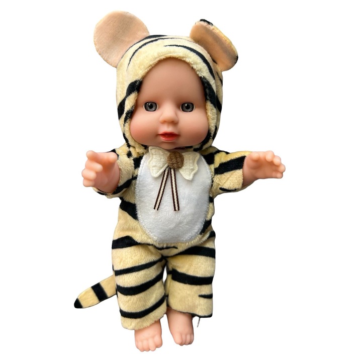Papusa bebelus animalut tigrisor 17 cm din plastic cauciucat