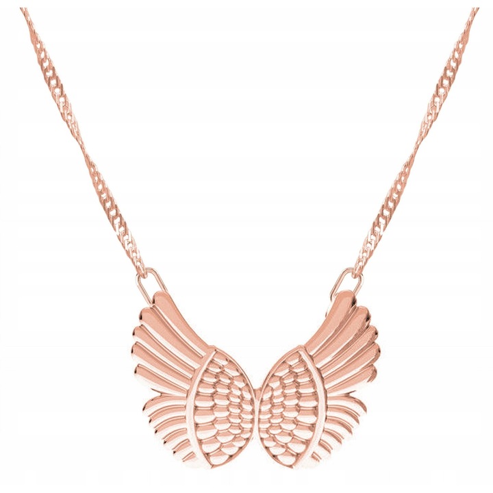 Colier Larezo, argint 925, placat cu aur roz, 42cm + 3cm, motiv aripi