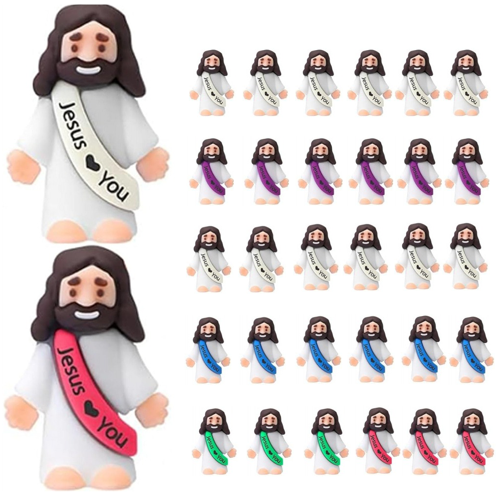 Set 30 figurine mini Iisus, rasina, multicolor, 3x3.5cm