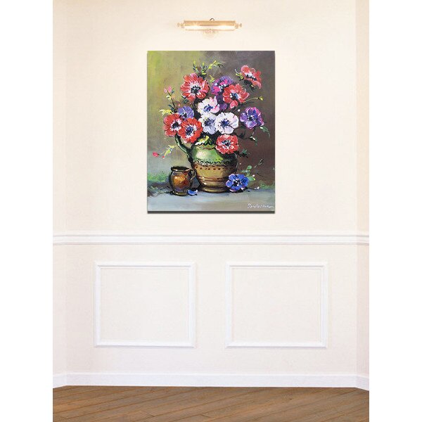 Tablou ulcica cu anemone pictat manual ulei pe panza 50x40cm