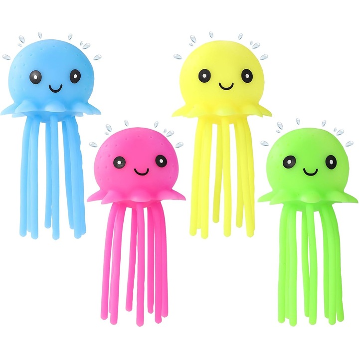 Set 4 Jucarii de Baie Octopus, Multicolor, 6.3x2.7 inch, pentru Piscina si Activitati Exterioare