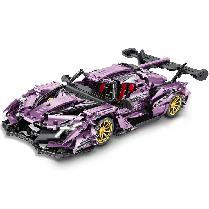 Set de construit masina de curse Hypercar, scara 1:14, 1220 piese, design inspirat Chevrolet Corvette C8