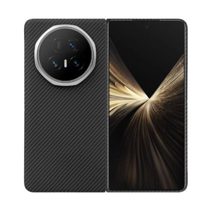 Husa de protectie Premium Tip Kevlar pentru Honor Magic V5 Magnetica, Ultra-Slim, Anti-Alunecare, Protectie la Socuri, Negru carbon