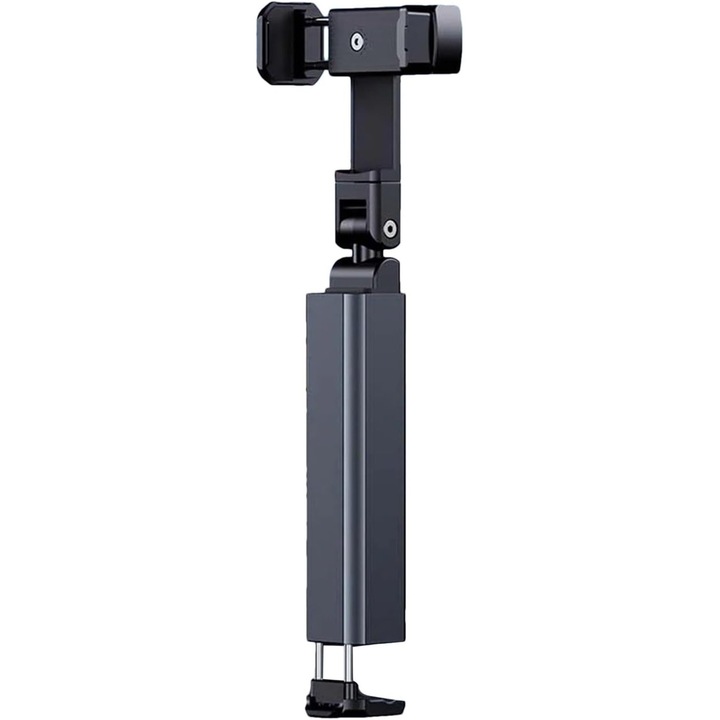 Стойка за мобилен телефон, Flippy, преносима, сгъваема, телескопична, въртяща се, пластмасова, черна