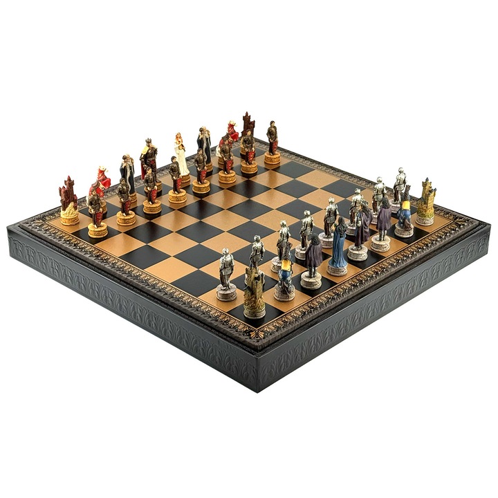 Set jocuri de sah si table King Arthur, Italfama, piele ecologica, 48x48x5,5cm, multicolor