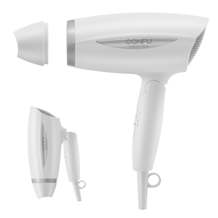 Преносим йонен сешоар Lime Fofen, KF-3115, сгъваем за лесно транспортиране, издръжлив DC мотор, бързо сушене, защита от прегряване (бял)