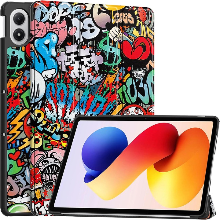 Husa tableta pentru Xiaomi Redmi Pad 2 Pro 12.1" (2025), auto functie sleep/wake tip stand, Graffiti