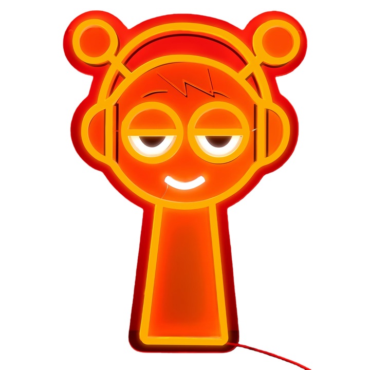 Lumina neon Sprunki, semn joc, LED，Decoratiuni de masa，Ajustarea cu trei trepte a iluminatului，Poate fi agatat si montat，40x28.7cm, Portocaliu