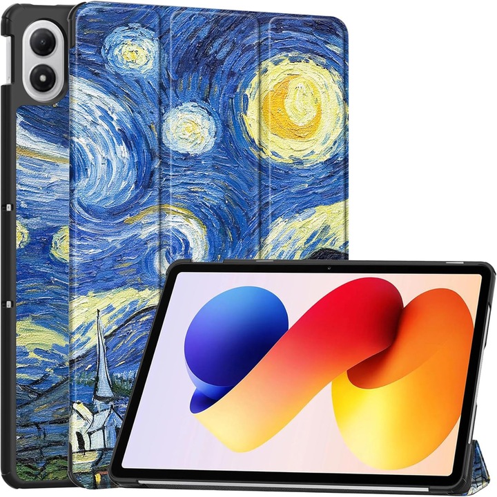 Husa tableta Omelivon pentru Xiaomi Redmi Pad 2 Pro 12.1", albastru, functie auto sleep/wake, suport incorporat