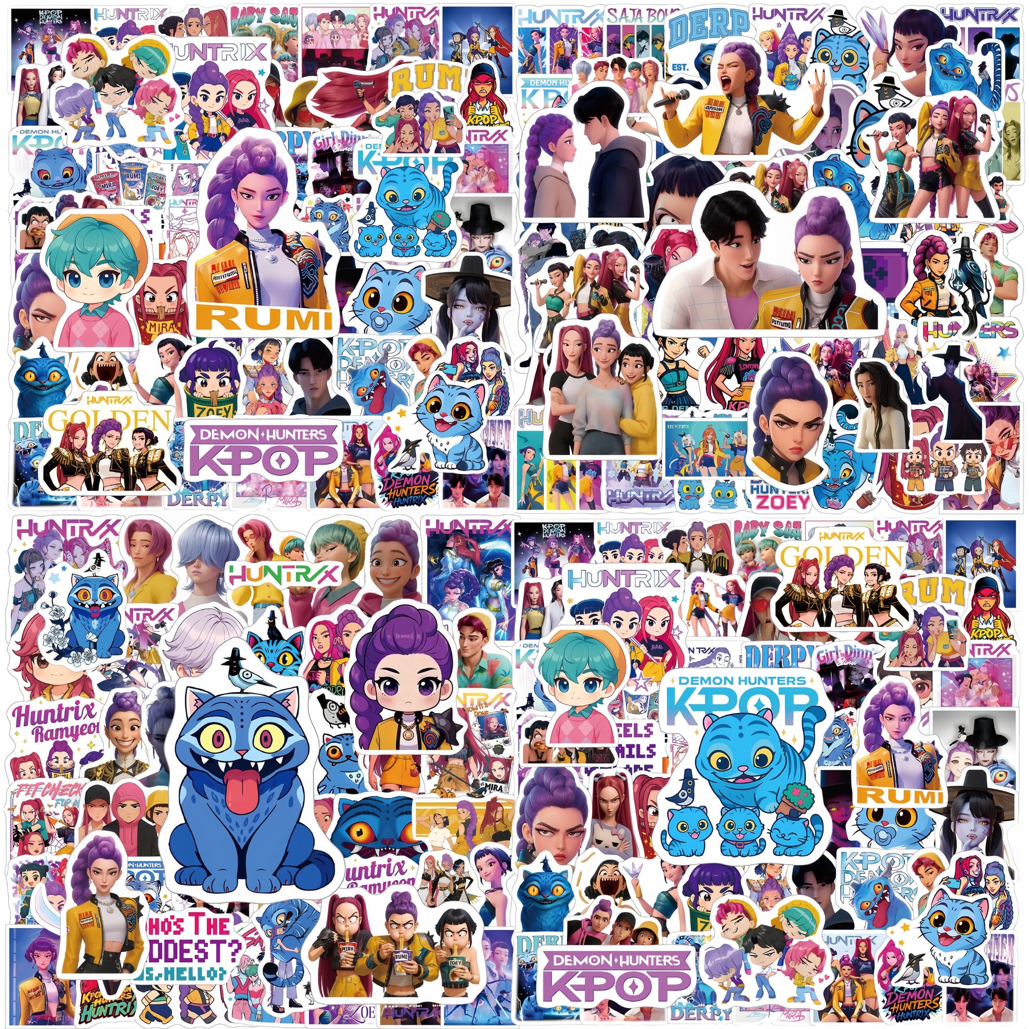 H e l l o ☻ˎˊ Set 380 Stickere K-pop Demon Hunters, pentru Laptop, Telefon