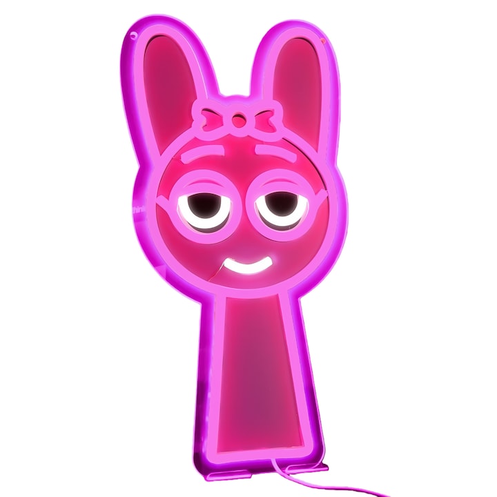 Lumina neon Sprunki, semn joc, LED，Decoratiuni de masa，Ajustarea cu trei trepte a iluminatului，Poate fi agatat si montat, decorativa pentru camera, birou, petreceri, 40x20cm, Roz