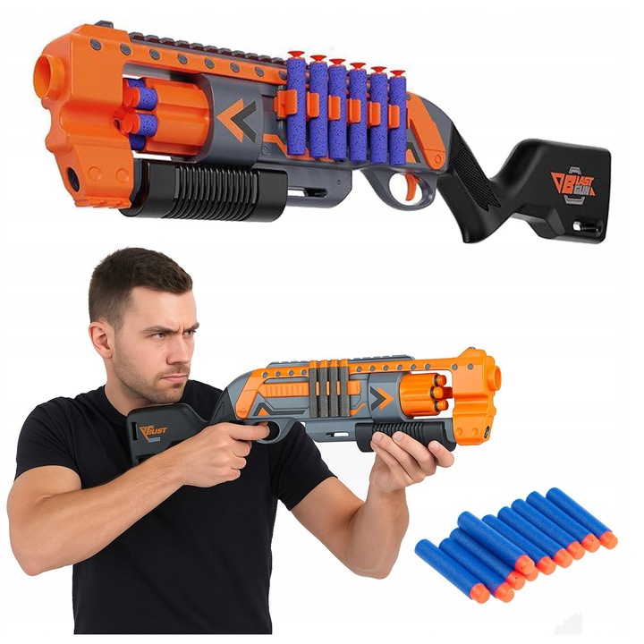 Játékkapuska, 57 cm, 10 m hatótávolság, puha nyilakkal, modern dizájn