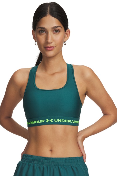 Under Armour, Bustiera cu bretele incrucisate pe spate si banda loo, Verde persan