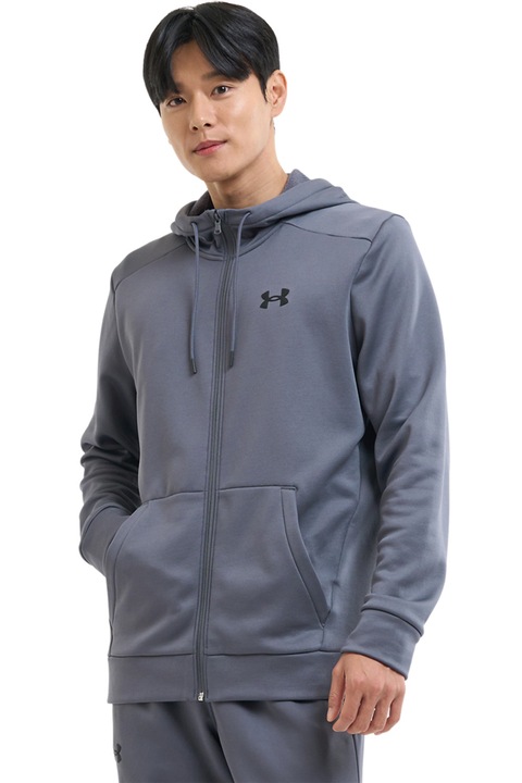 Under Armour, Hanorac lejer, pentru fitness, Negru/Gri cenusiu