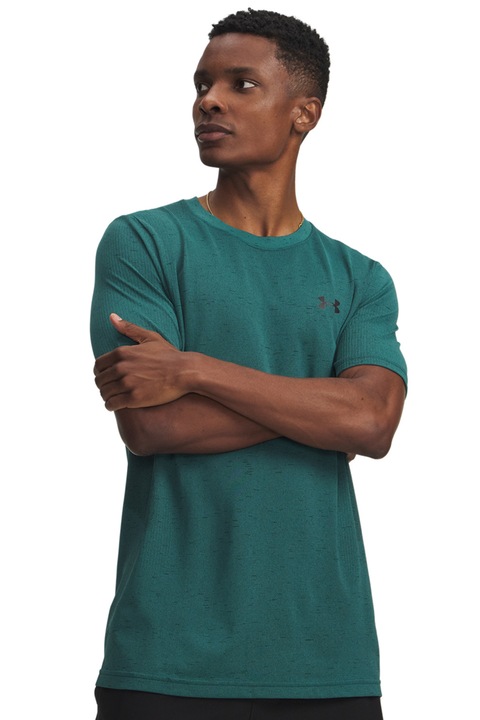 Under Armour, Tricou fara cusaturi, pentru fitness Vanish, Negru/Verde aquamarin