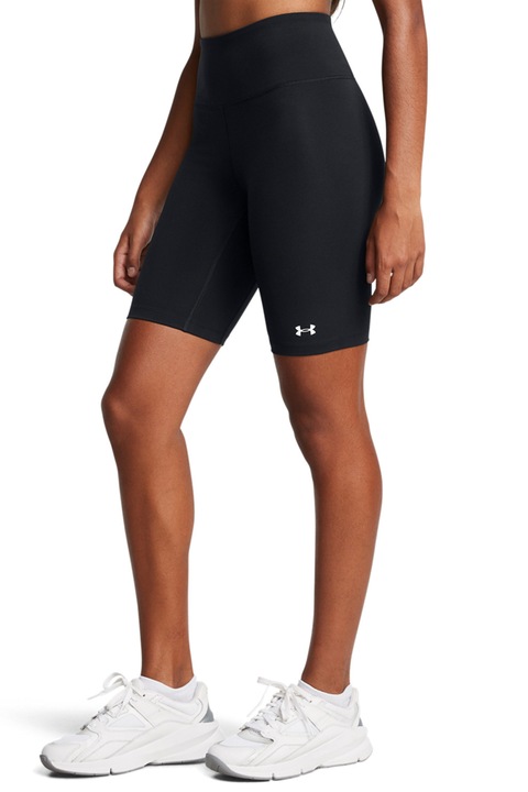 Under Armour, Colanti scurti cu talie inalta Motion Bike, Alb/Negru