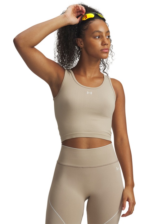 Under Armour, Top fara cusaturi pentru antrenament Vanish, Alb/Bej deschis