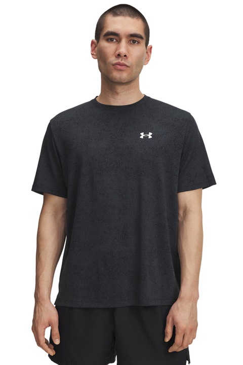 Under Armour, Tricou cu logo, pentru fitness Tech Tee Pixelate, Alb/Negru stins