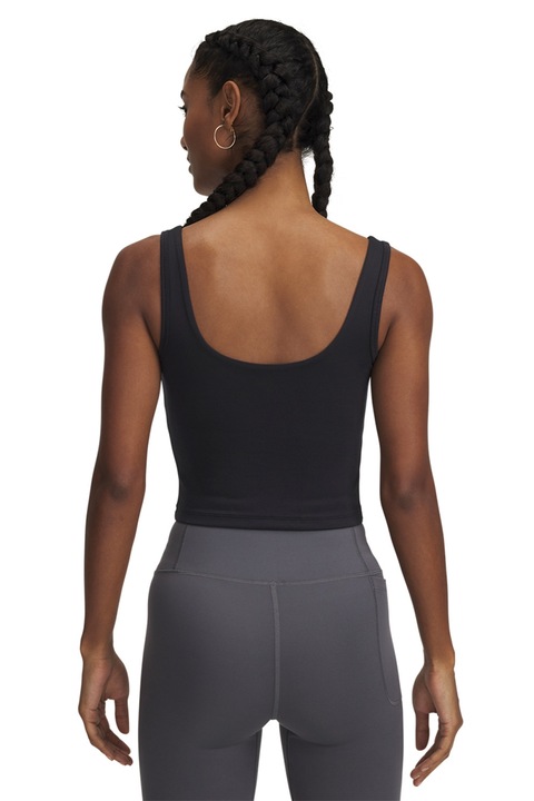 Under Armour, Top crop pentru fitness Motion, Negru/Alb optic