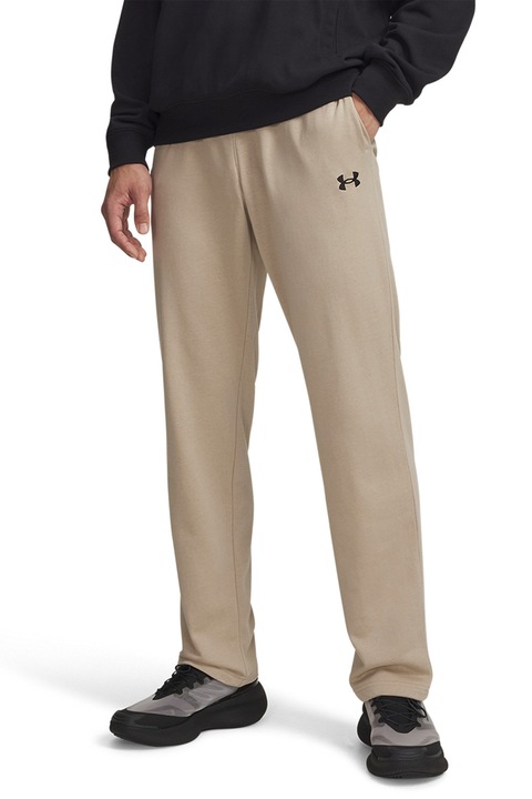 Under Armour, Pantaloni de trening cu croiala dreapta Rival, Bej deschis