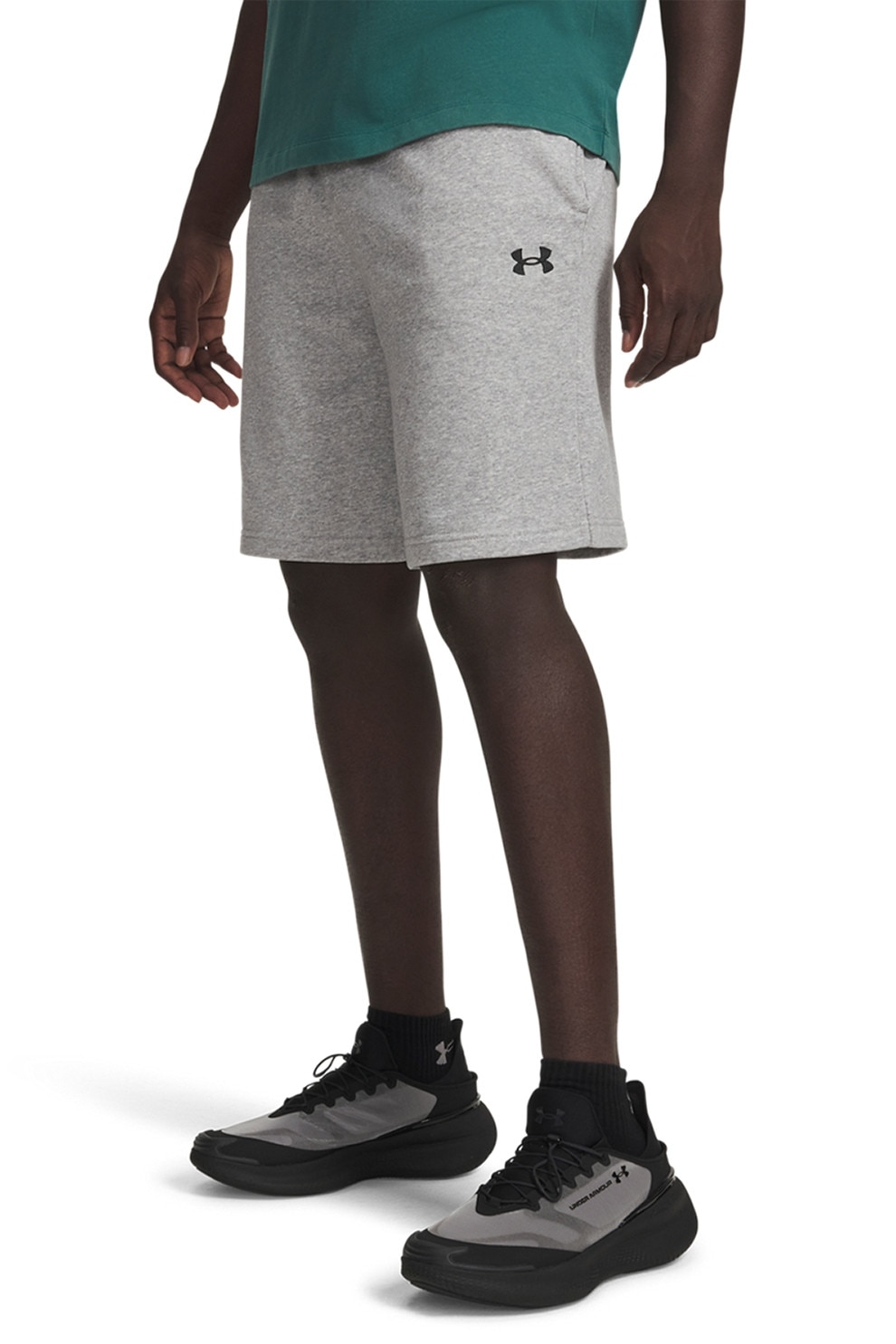 Under Armour, Pantaloni scurti din amestec de bumbac Rival, Gri deschis melange, L