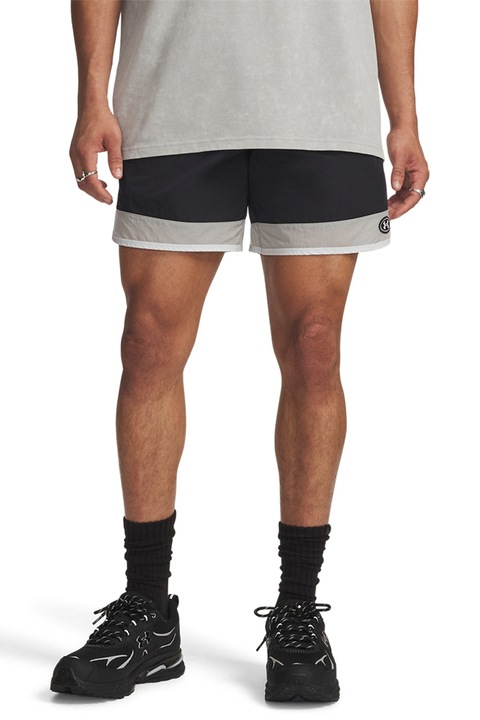 Under Armour, Pantaloni scurti cu logo Icon, Negru/Gri deschis