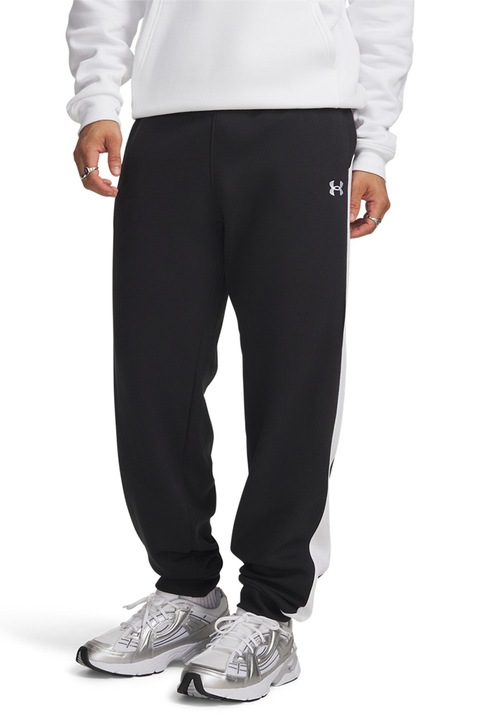 Under Armour, Pantaloni de trening cu buzunare laterale Rival, Negru/Alb optic