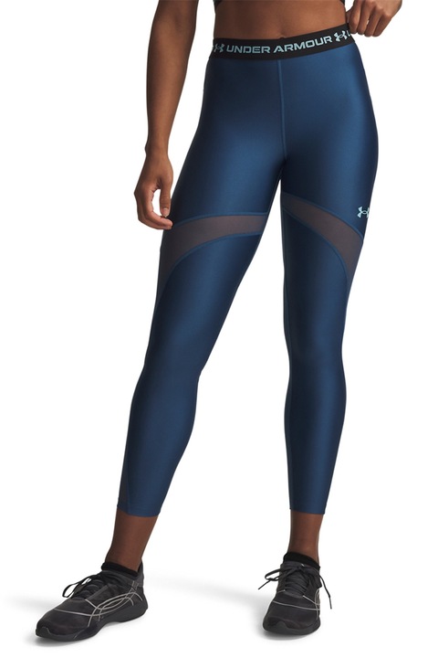 Under Armour, Colanti cu segmente din plasa, pentru fitness, Negru/Albastru inchis