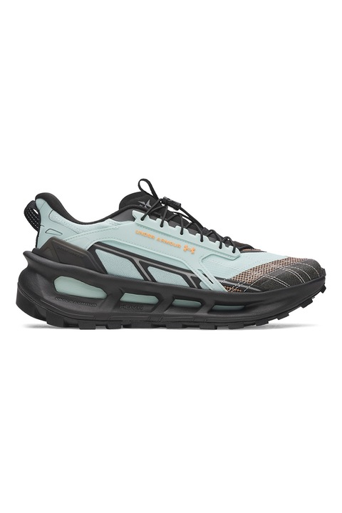 Under Armour, Pantofi pentru alergare pe terent accidentat Explor, Albastru prafuit/Negru stins/Portocaliu mandarina