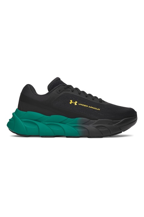 Under Armour, Pantofi cu insertii din plasa, pentru aldergare Halo, Negru/Galben sofran/Verde feriga