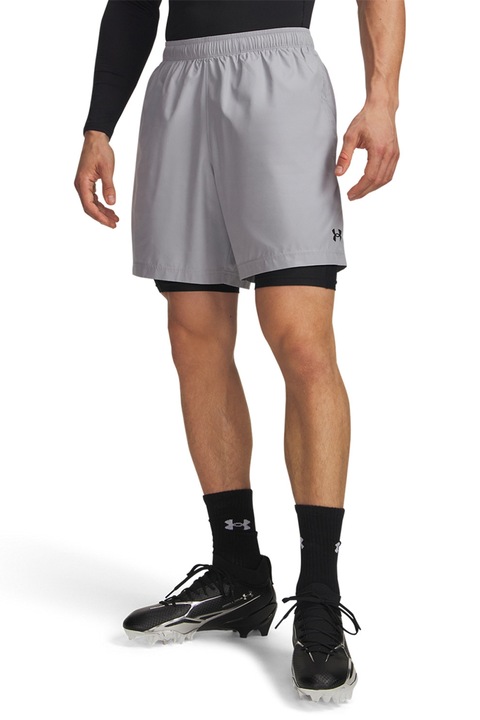 Under Armour, Pantaloni scurti cu aspect tesut, pentru fitness Tech 7in, Negru stins