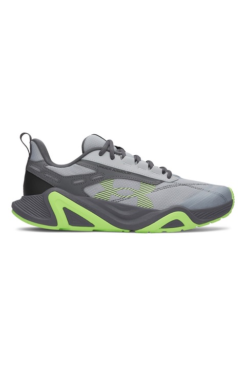 Under Armour, Pantofi Charged Commit pentru fitness, Gri deschis/Verde electric/Gri antracit