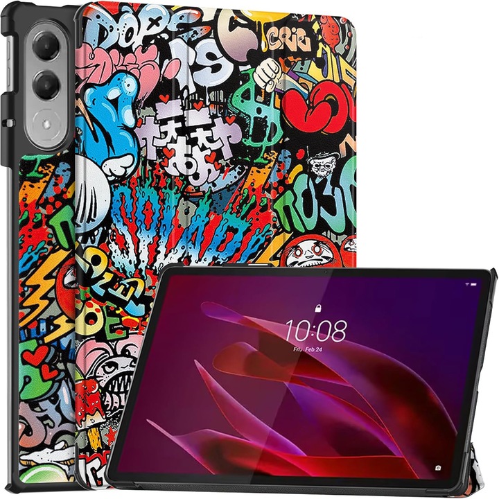 Husa tableta pentru Lenovo Yoga Tab 11.1"(2025), auto functie sleep/wake tip stand, graffiti