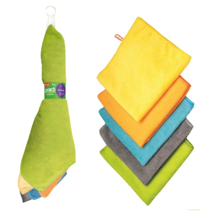 Szivacsok és törlőkendők, Paclan, 5 darabos készlet, többszínű, 36x36cm