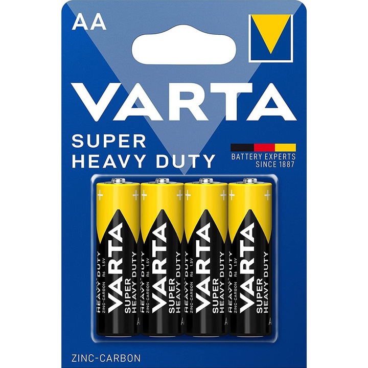 Varta R6 AA Superlife, cink-szén, 4 db-os elemkészlet, alacsony energiafogyasztású készülékekhez