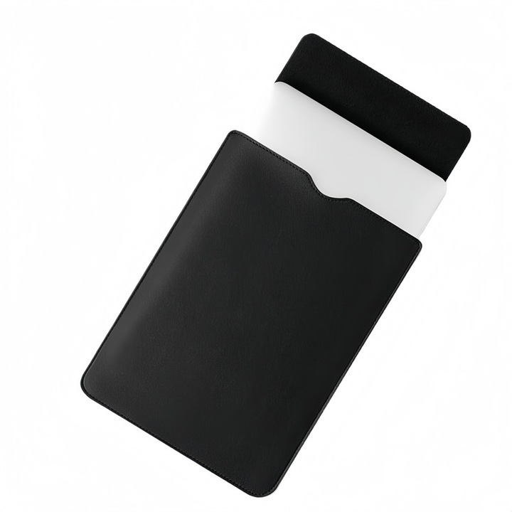 Geanta interioara pentru laptop 11-14 inch, impermeabila, din piele ecologica, cu protectie din plus, neagra, 34.5x25.4x0.3cm