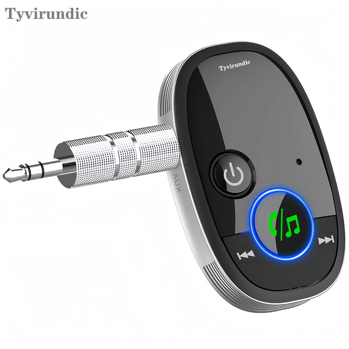 Receptor Bluetooth 5.0 pentru masina, Tyvirundic, microfon incorporat, tehnologie CVC, negru