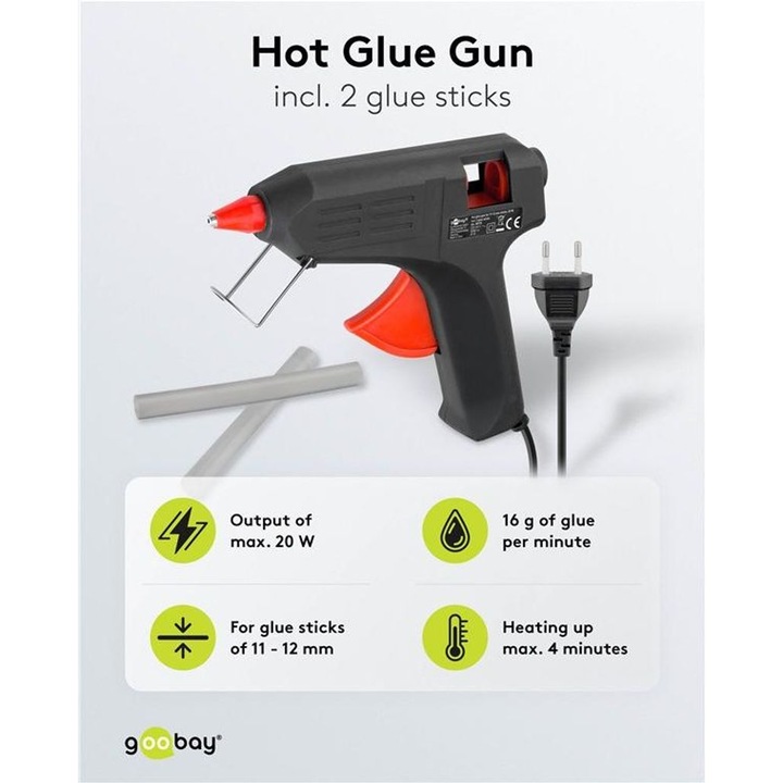 Pistol de lipit Black&Decker, 20W, 11-12 mm, set 2 stifturi