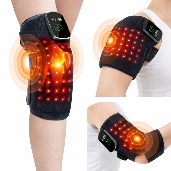 Aparat de masaj BALQRA pentru genunchi, umeri și cot, masaj și încălzire reglabilă, 5 nivele de intensitate, portabil, universala