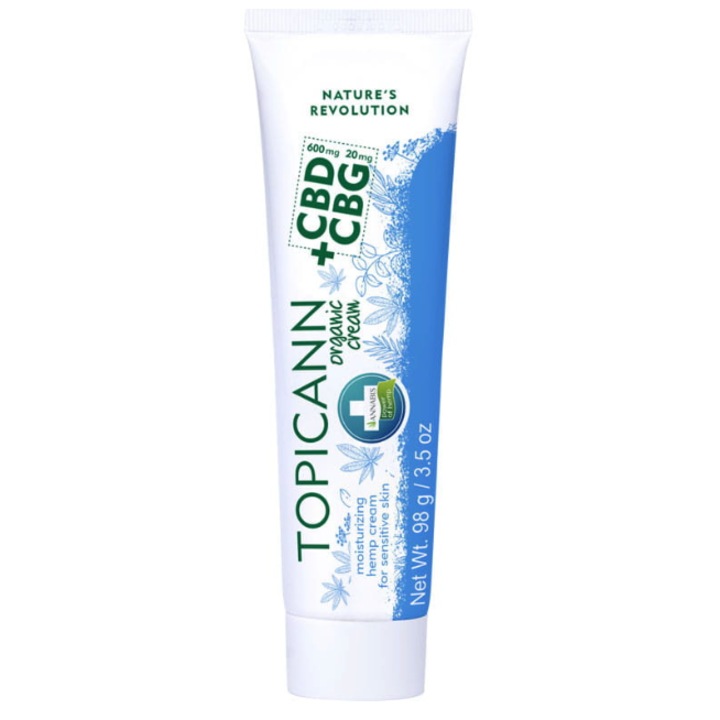 Crema organica Annabis TopiCann, CBD+CBG 620mg, 100ml, pentru piele sensibila