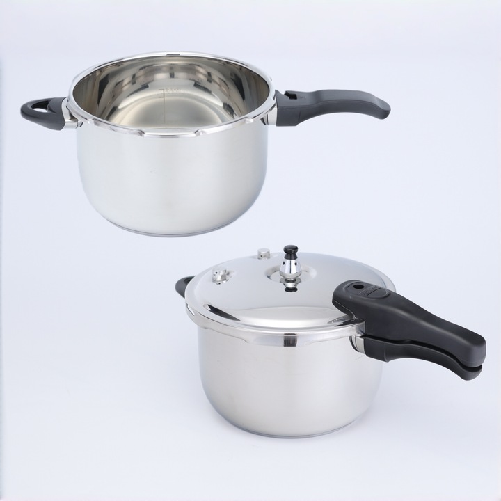 HCX rozsdamentes acél kukta 22cm5L, multifunkcionális, tartós, könnyen tisztítható, minden főzőlappal kompatibilis, 3 rétegű alj, multifunkcionális főzés