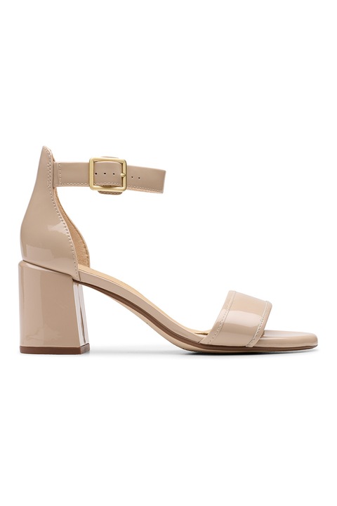 Clarks, Sandale din piele lacuita Ezoria Mae, Maro camel