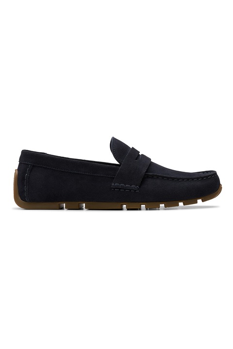 Clarks, Pantofi loafer de piele intoarsa Corsley Bar, Negru stins/Gri antracit